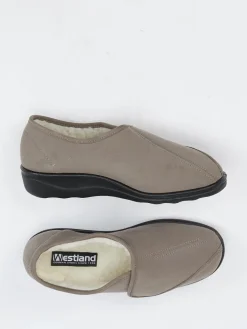 Damen Westland – Klett-Hausschuh aus Textil in Taupe