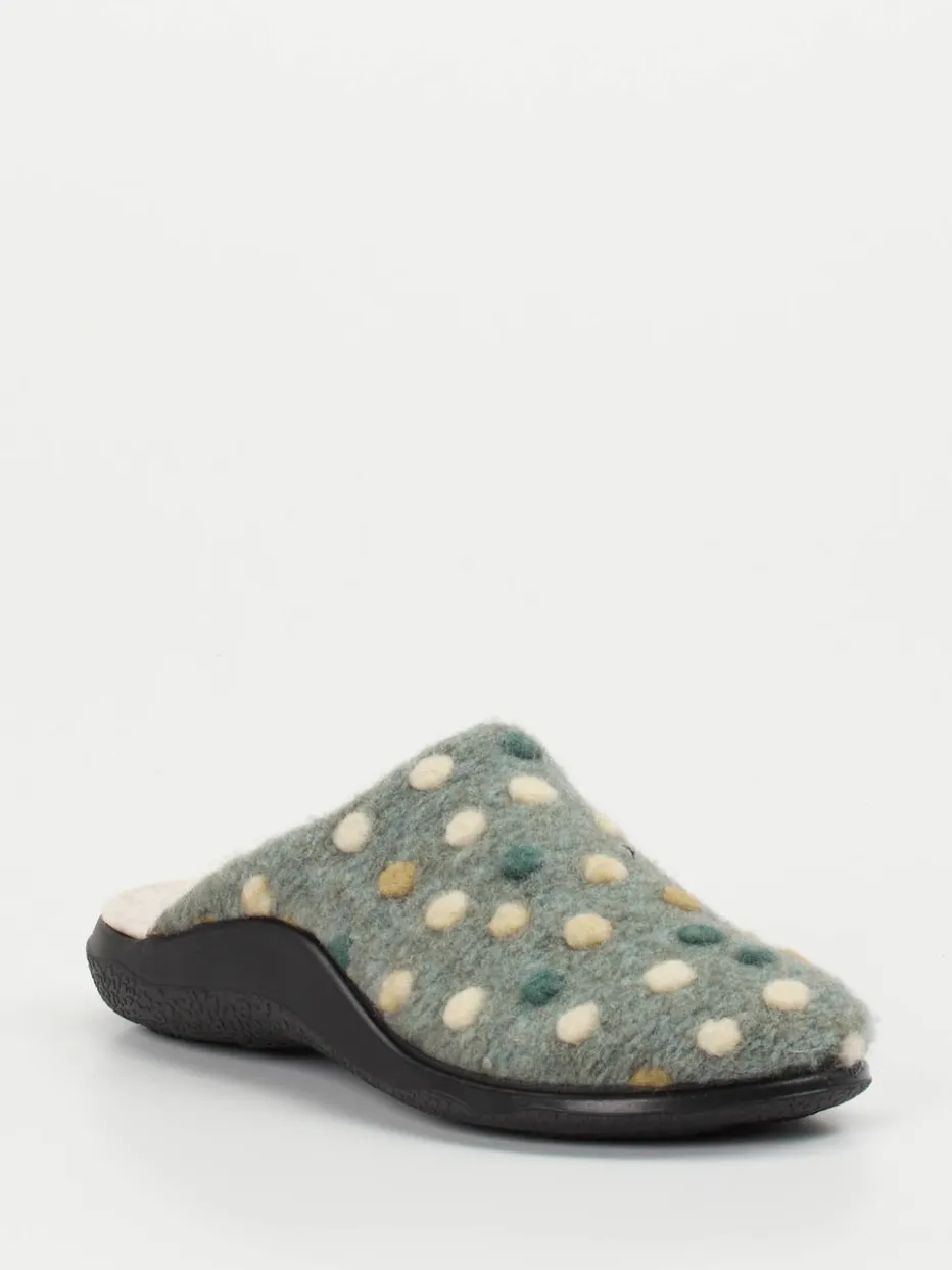 Damen Westland – Pantoffeln aus Wollfilz grau gepunktet
