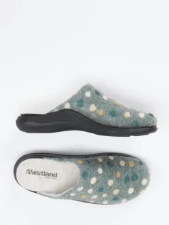 Damen Westland – Pantoffeln aus Wollfilz grau gepunktet