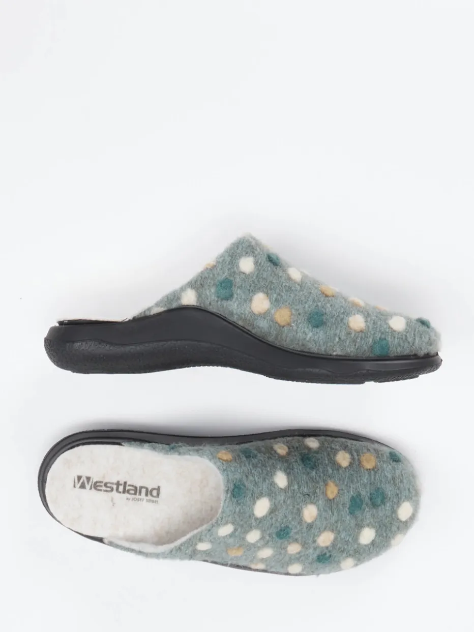 Damen Westland – Pantoffeln aus Wollfilz grau gepunktet