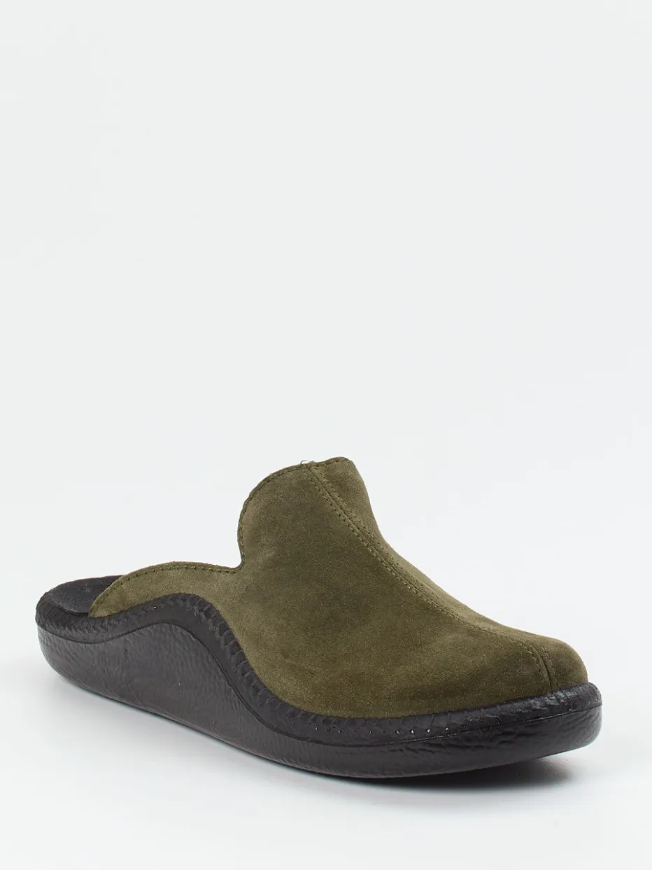 Herren Westland – Pantolette aus Veloursleder Oliv