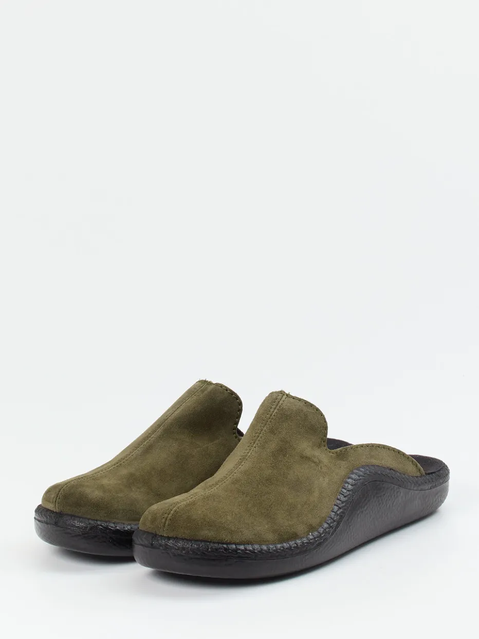 Herren Westland – Pantolette aus Veloursleder Oliv