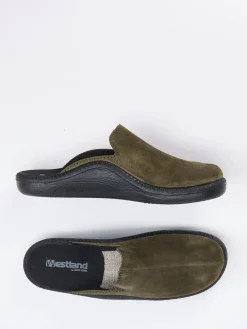 Herren Westland – Pantolette aus Veloursleder Oliv