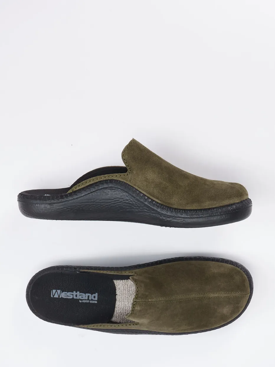 Herren Westland – Pantolette aus Veloursleder Oliv