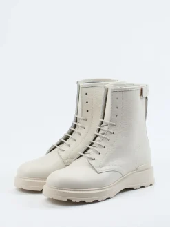 Damen Woolrich – Schnürboots aus Kalbleder cremeweiß