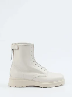 Damen Woolrich – Schnürboots aus Kalbleder cremeweiß