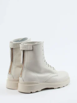 Damen Woolrich – Schnürboots aus Kalbleder cremeweiß