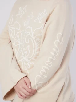 Damen Yippie Hippie – Sweatshirt aus Baumwolle in Creme